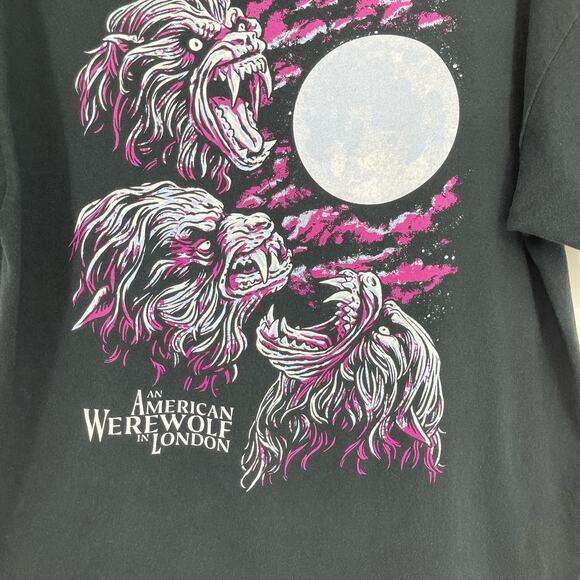 An American Werewolf in London Tshirt Size Large Black Moon 90s Y2k Spooky - Picture 15 of 16